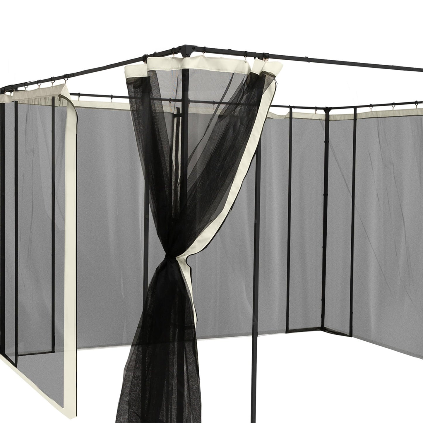 Outsunny 4 Paneles Laterales 3,5x2 m para Carpa de Jardín Tela Mosquitera para Cenador Gazebo con Cremalleras y Anillas Negro