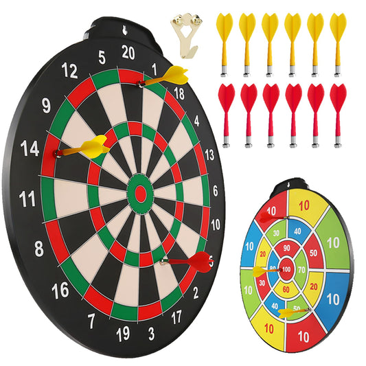 Juego de Dardos magnéticos de Esjay, Juego de Dardos Seguro para niños, Juguete de Regalo para Interiores y Exteriores, Juego con 12 Dardos de Doble Cara, Diana de 18 Pulgadas de tamaño Grande