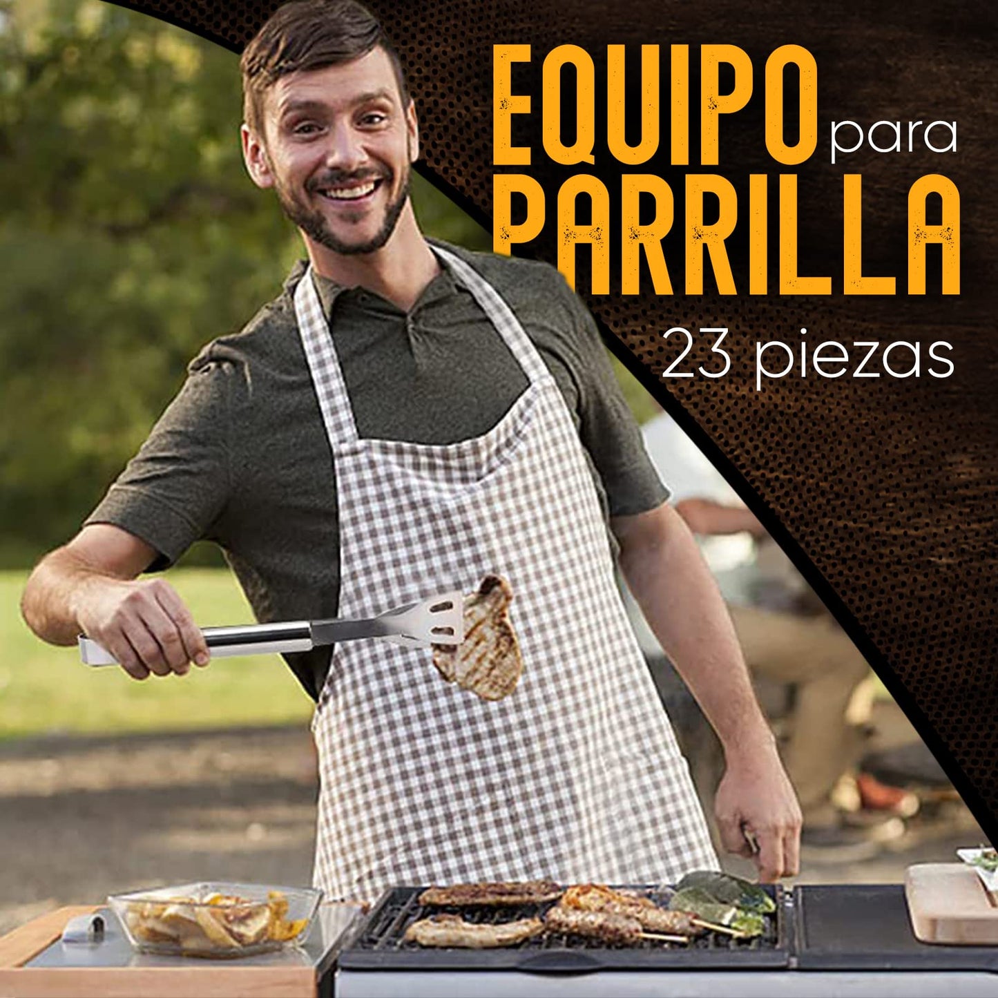PEVLA Set Barbacoa 21 Piezas de Acero Inoxidable - Utensilios Barbacoa - Accesorios Barbacoa - Kit Barbacoa - Kit Barbacoa Utensilios - Set Barbacoa Utensilios (Kit 21 Piezas) (21)