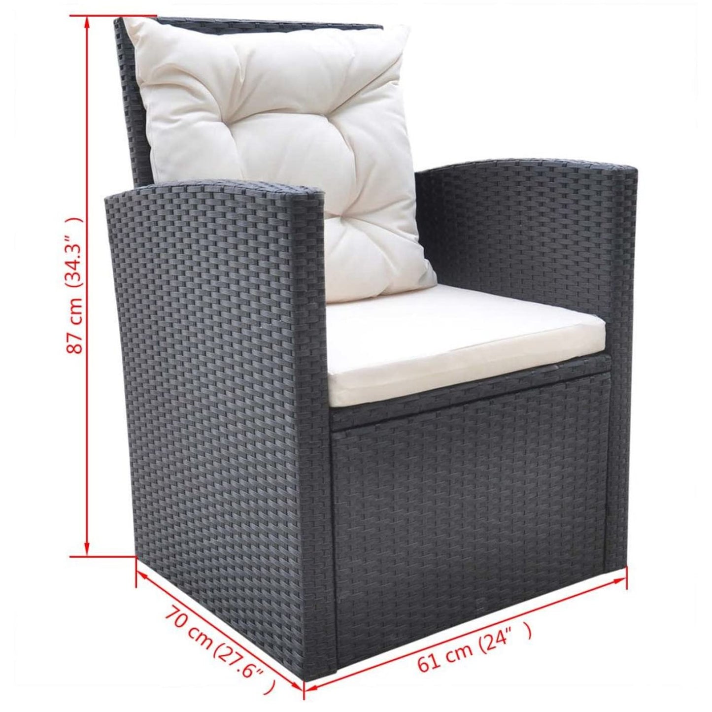Festnjght Conjunto de Muebles de Jardín Juego Comedor de Jardín Conjunto Jardin Exterior Sofa Jardin Exterior con 1 Mesa,1 Sofá de Tres Plazas,2 Sillones, 2 Reposapiés para Patio Porche Terraza Negro