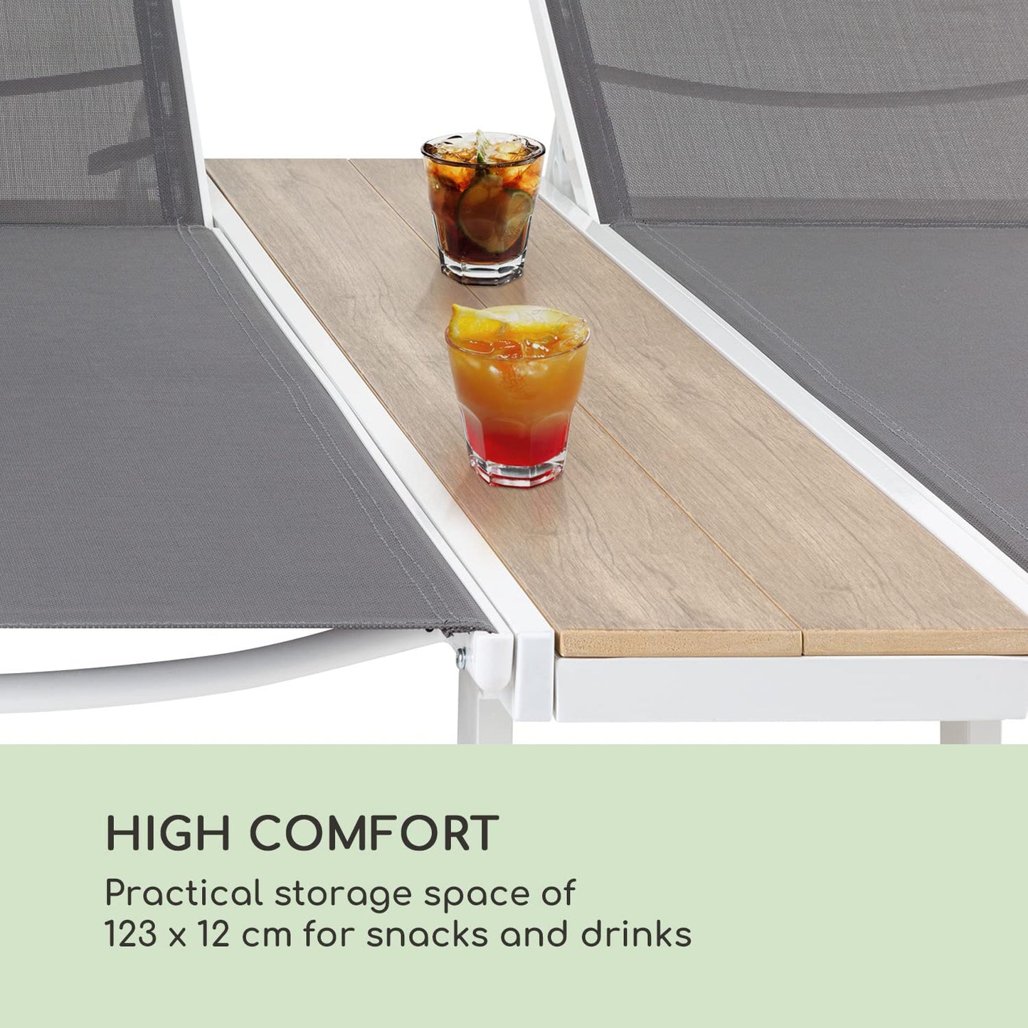 blumfeldt Tumbona de jardín con Respaldo reclinable, Lounger con armazón de Aluminio, Tumbona con Funda Impermeable, para 2 Personas, Tipo: Pompei, Blanco