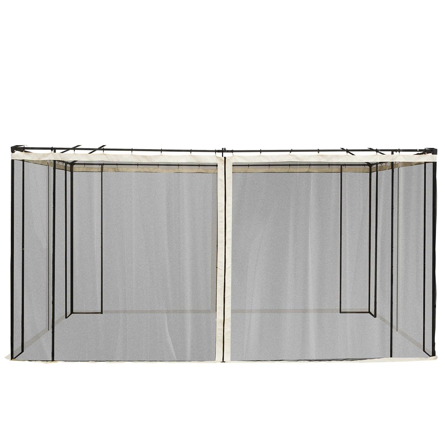Outsunny 4 Paneles Laterales 3,5x2 m para Carpa de Jardín Tela Mosquitera para Cenador Gazebo con Cremalleras y Anillas Negro
