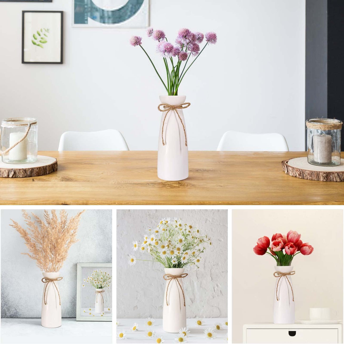 Jarrón de Cerámica, Jarrón de Mesa en Estilo Minimalista Moderno, Decoración del Hogar para Chimenea, Dormitorio, Cocina, Sala de Estar, Centro de Mesa, Escritorio