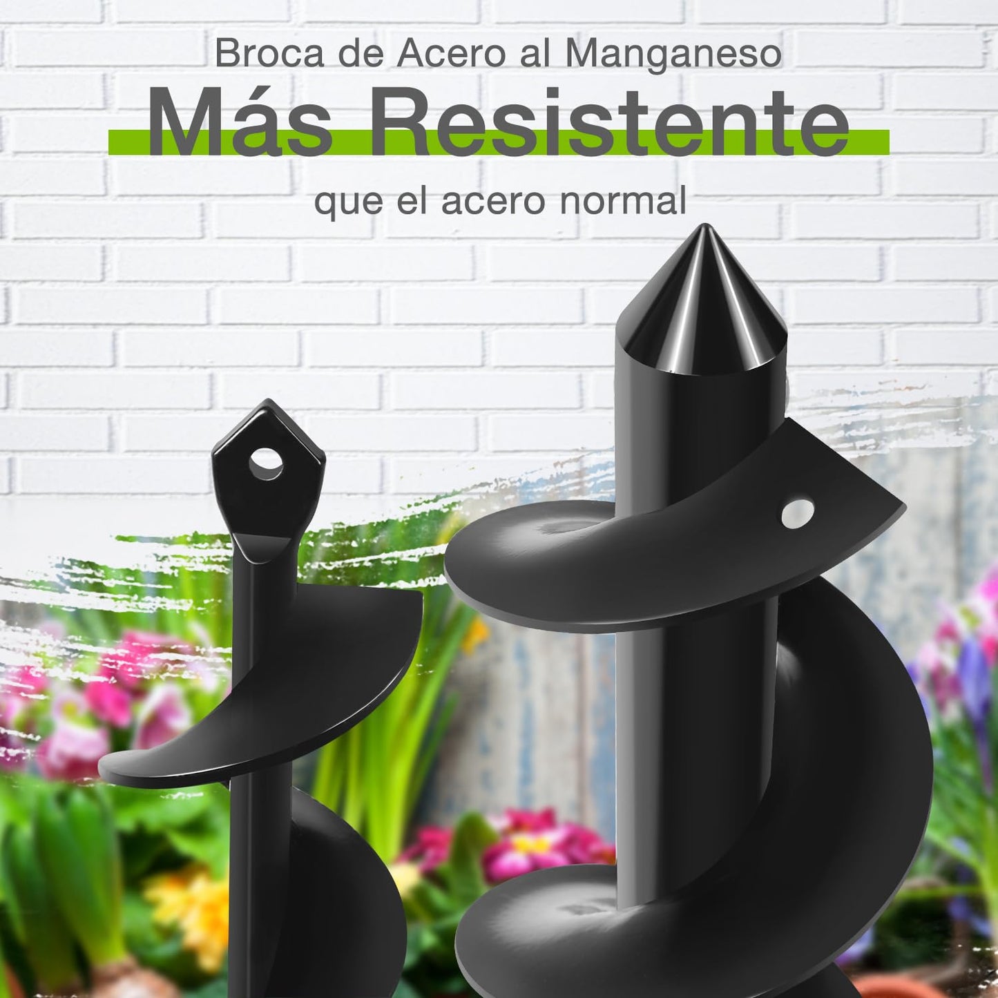 WORKPRO 2-Piezas Broca Espiral de Jardín, Excavadora de Taladro de Jardín, Broca de Taladro Espiral, Broca de Barrena, Excavadora de Suelo(8 x 30 cm & 4 x 22 cm)
