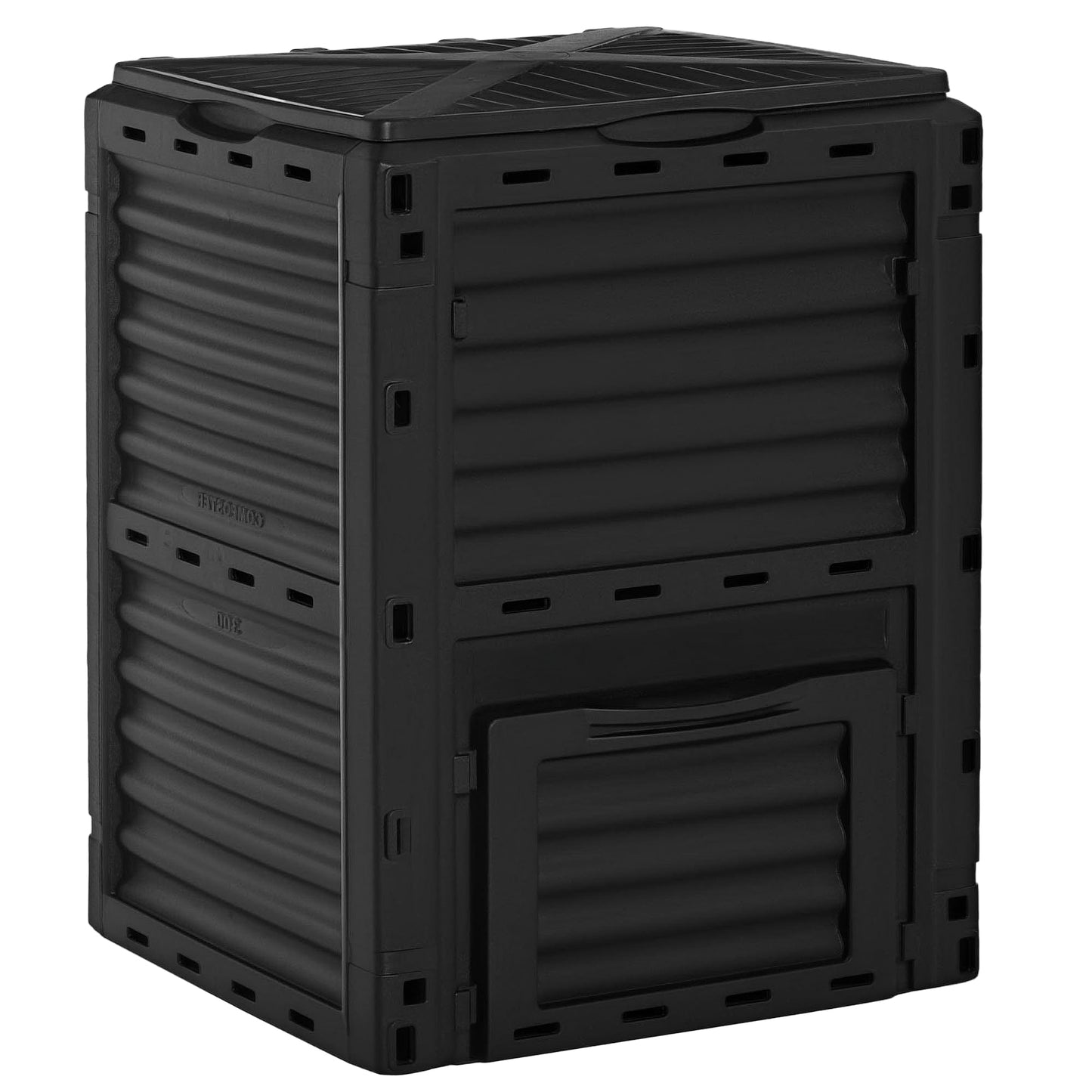 Outsunny Compostador Capacidad de 300L Compostera Orgánica para Producción Abono de Jardín Exterior con 48 Respiraderos 60,5x60,5x81,5 cm Negro