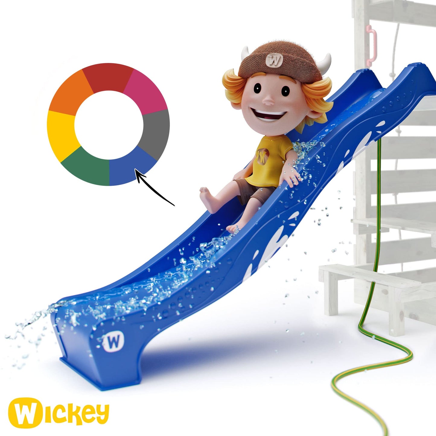 Wickey Parque Infantil Smart Coast con Columpio y tobogán Rojo, Torre de Escalada Infantil de Exterior con arenero, Escalera y Accesorios de Juego para el jardín