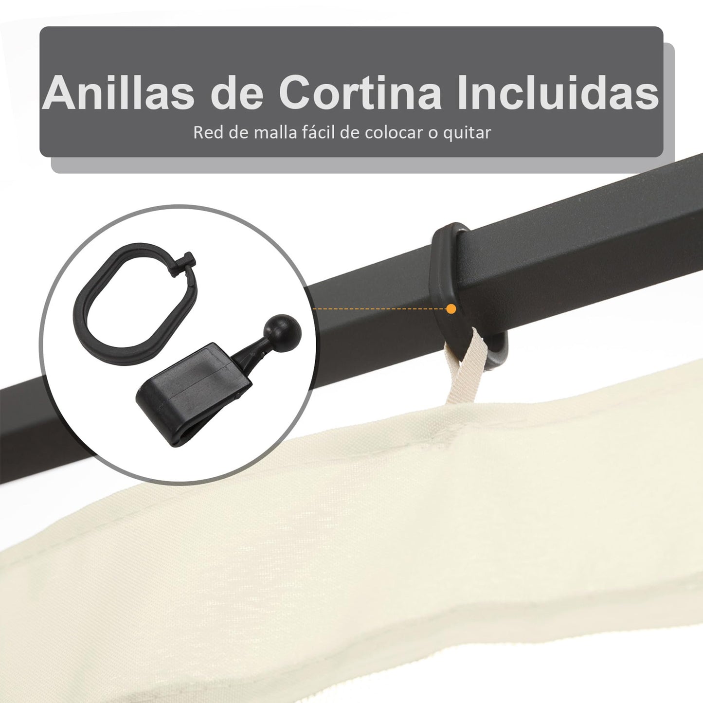 Outsunny 4 Paneles Laterales 3,5x2 m para Carpa de Jardín Tela Mosquitera para Cenador Gazebo con Cremalleras y Anillas Negro