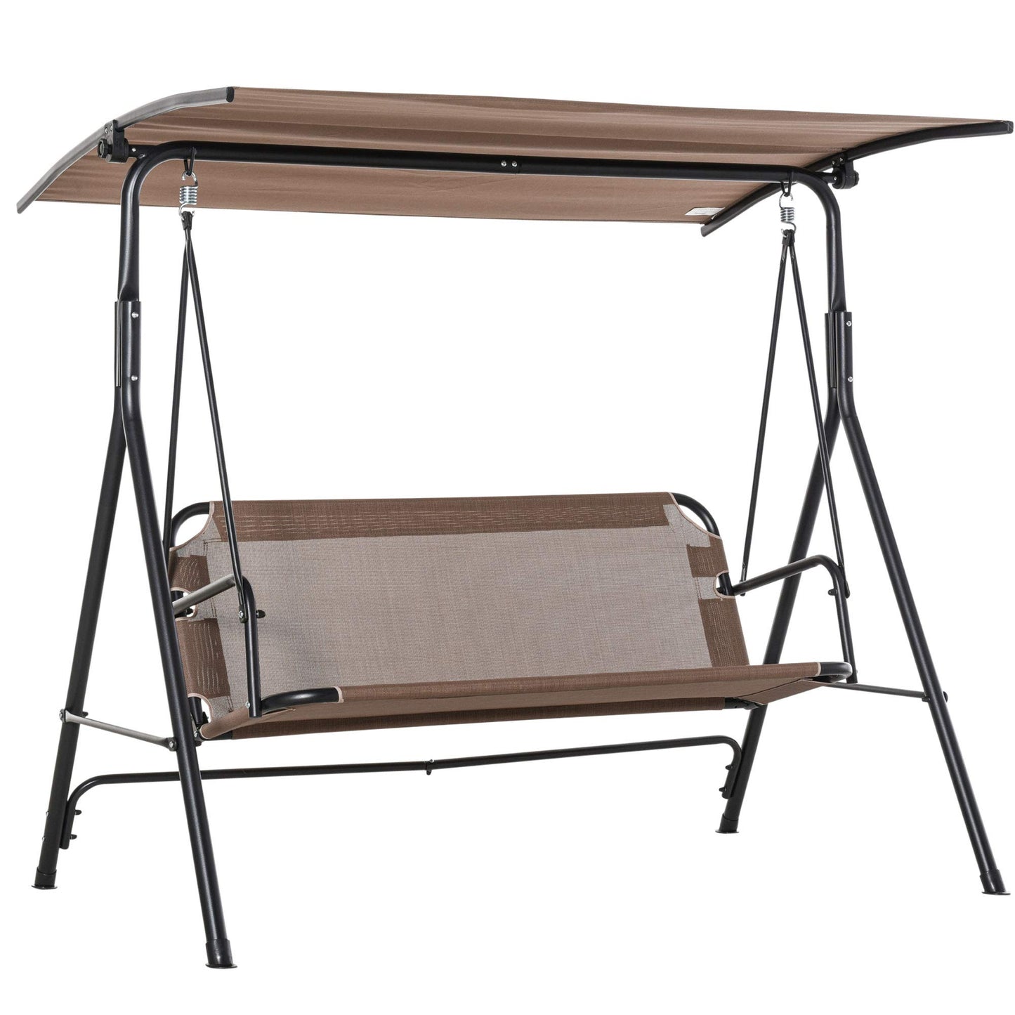 Outsunny Columpio de Jardín de Exterior de 2 Plazas Silla Balancín con Parasol Techo Ajustable en Ángulo Terraza Balcón Exterior Carga 200 kg 172x110x155 cm Marrón