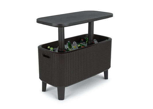 Keter Bevy Bar - Mesa Nevera para Exterior y Jardín, Capacidad 60L, Color Grafito