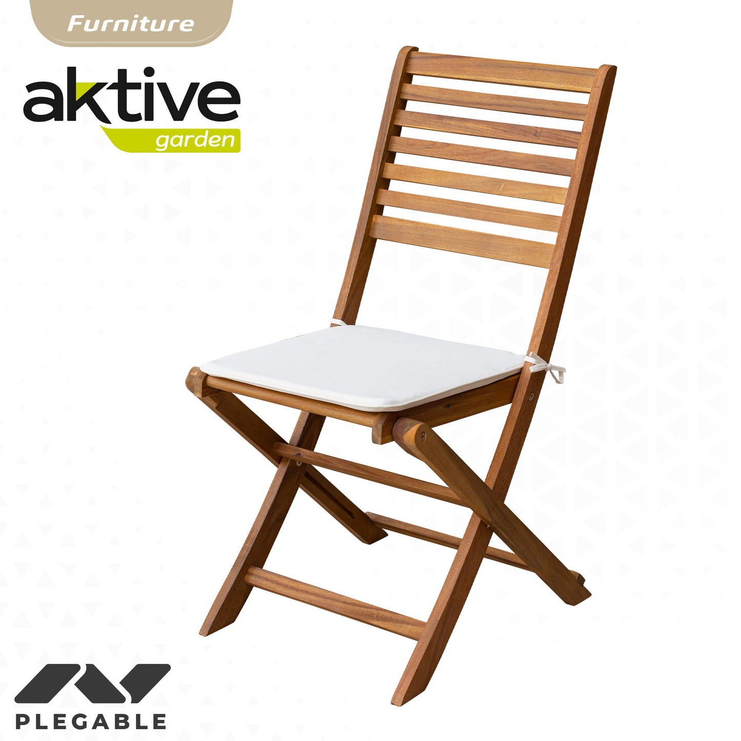 AKTIVE 61002 - Conjunto mesa y sillas de madera para jardín y terraza, incluye mesa plegable 150 x 89 x 74 cm y 6 sillas de madera con cojín