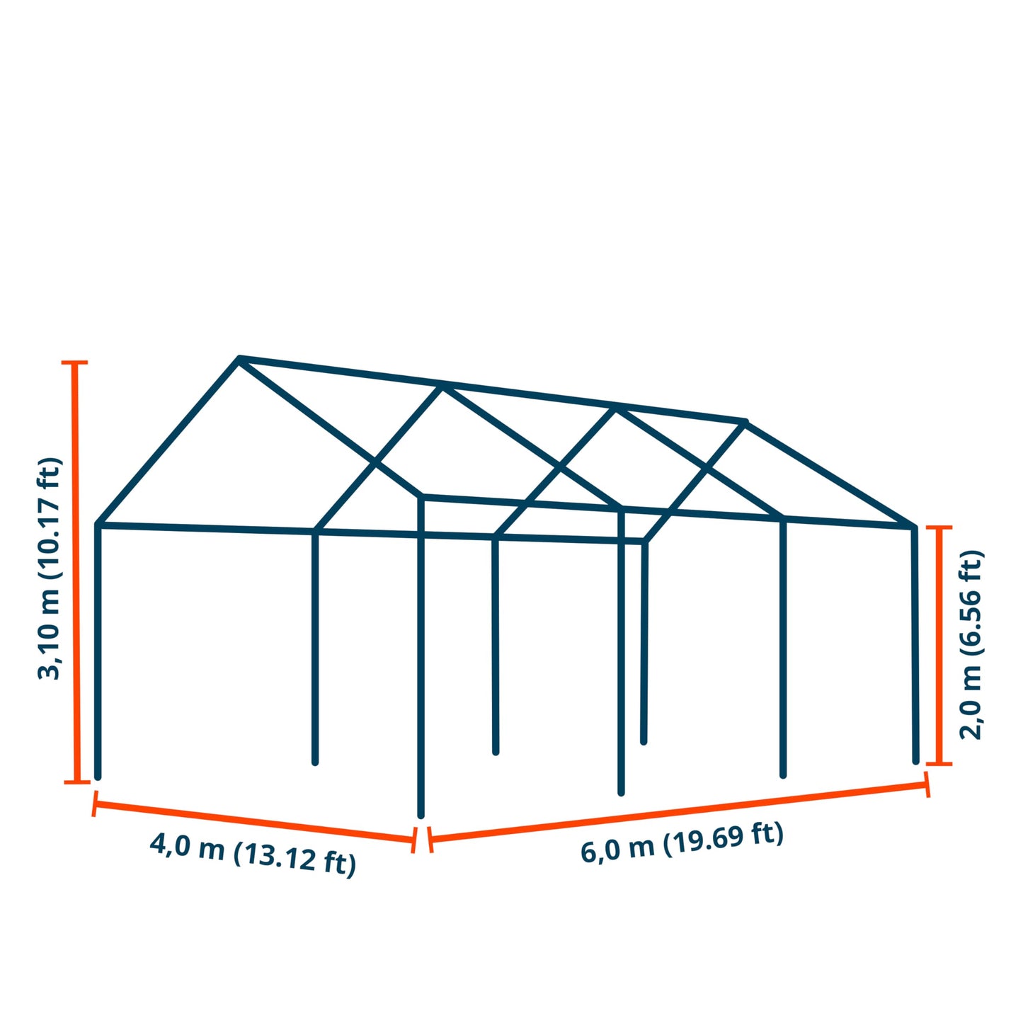 TOOLPORT Carpa de Fiesta 4x6 m Carpa para Fiestas Carpa de Lona PE 450 N Carpa de jardín Carpa para Fiestas Blanca Impermeable