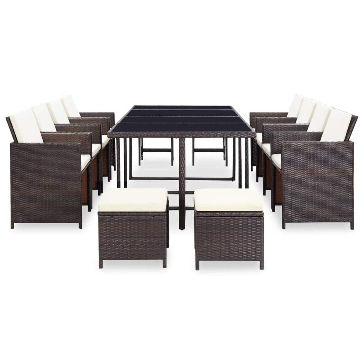 Deufre Conjunto Muebles de Jardín Comedor Jardin de Ratán 13 Piezas Sofa Jardin Exterior Muebles Jardin Exterior Conjunto Jardin para Jardín Terraza Patio Marrón