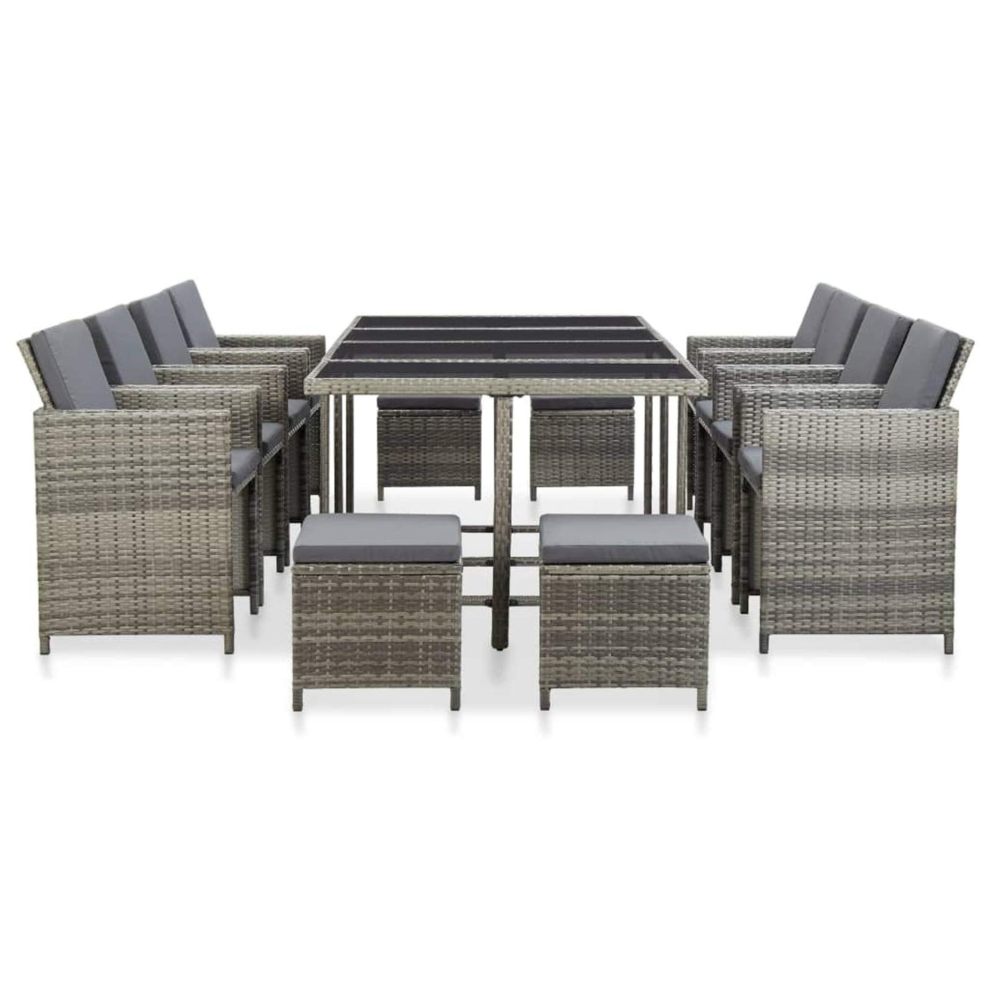 Deufre Conjunto Muebles de Jardín Comedor Jardin de Ratán 13 Piezas Sofa Jardin Exterior Muebles Jardin Exterior Conjunto Jardin para Jardín Terraza Patio Marrón