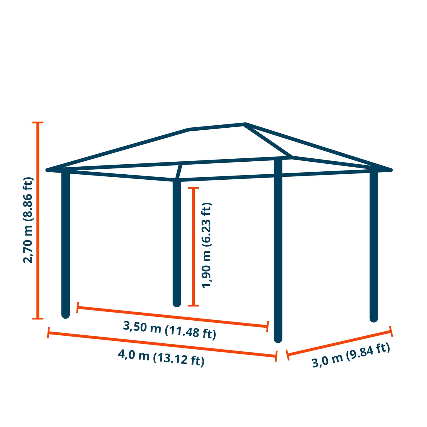 TOOLPORT Cenador de jardín 3x4 m Aprox. 180g/m² Lona de Techo pabellón Impermeable 4 Lados Carpa de Fiesta Gris