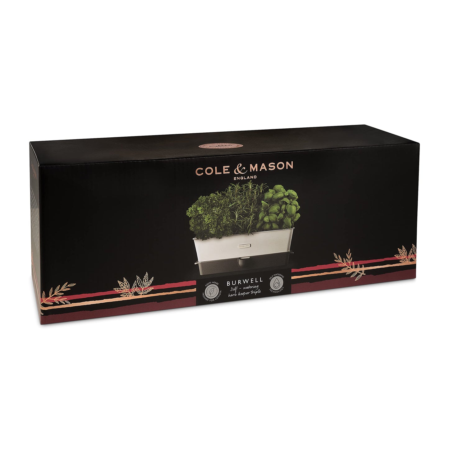 Cole & Mason H105349 Burwell Conservador para Hierbas Aromaticas en Macetas, Blanco/Gris, Cultivo de Plantas Hierbas de Interior, Acero Inoxidable, Triple, para 3 macetas