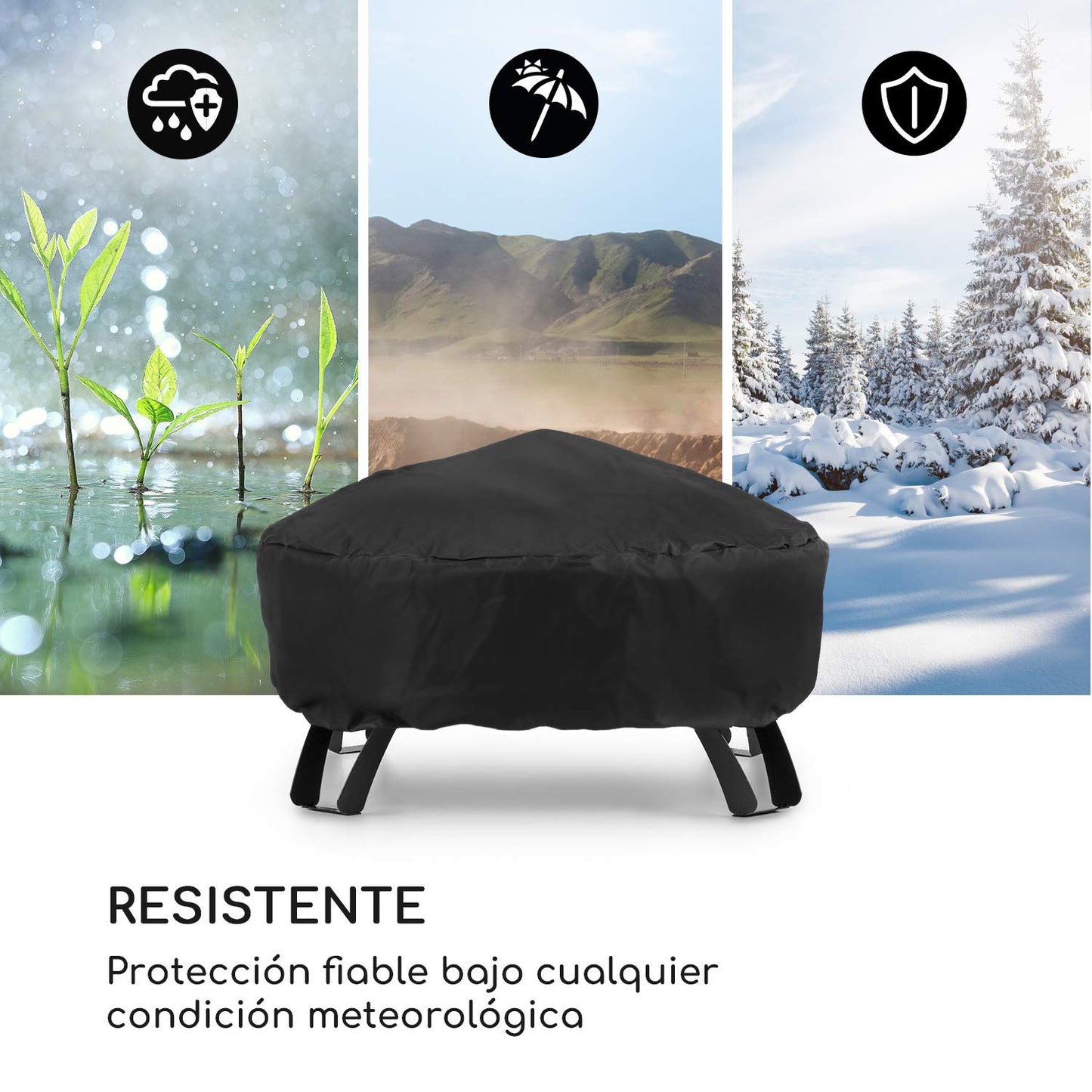 blumfeldt Oreos Cubierta de Lona para protegerlo de la Lluvia - Se Ajusta Perfectamente al brasero y Barbacoa Oreos 2 en 1 Material: Nylon 600D, Resistente, Lavable, Negro
