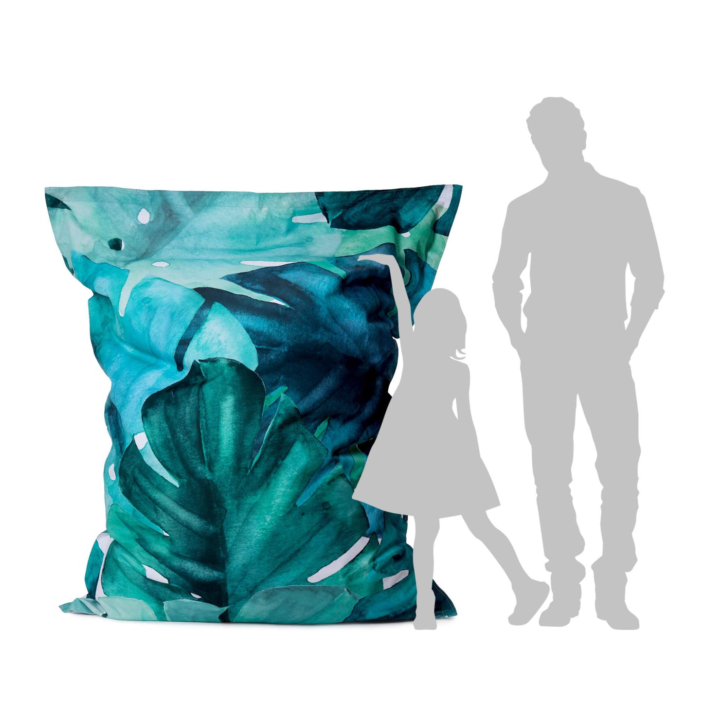 Lumaland Puff Pera Gigante | Bean Bag XXL para Interior & Exterior con Funda Lavable | 140cm x 180cm | Bolsa de Frijoles | Bolsa Interior rellenable Incl. 380 litros de Perlas de EPS [Botánico]