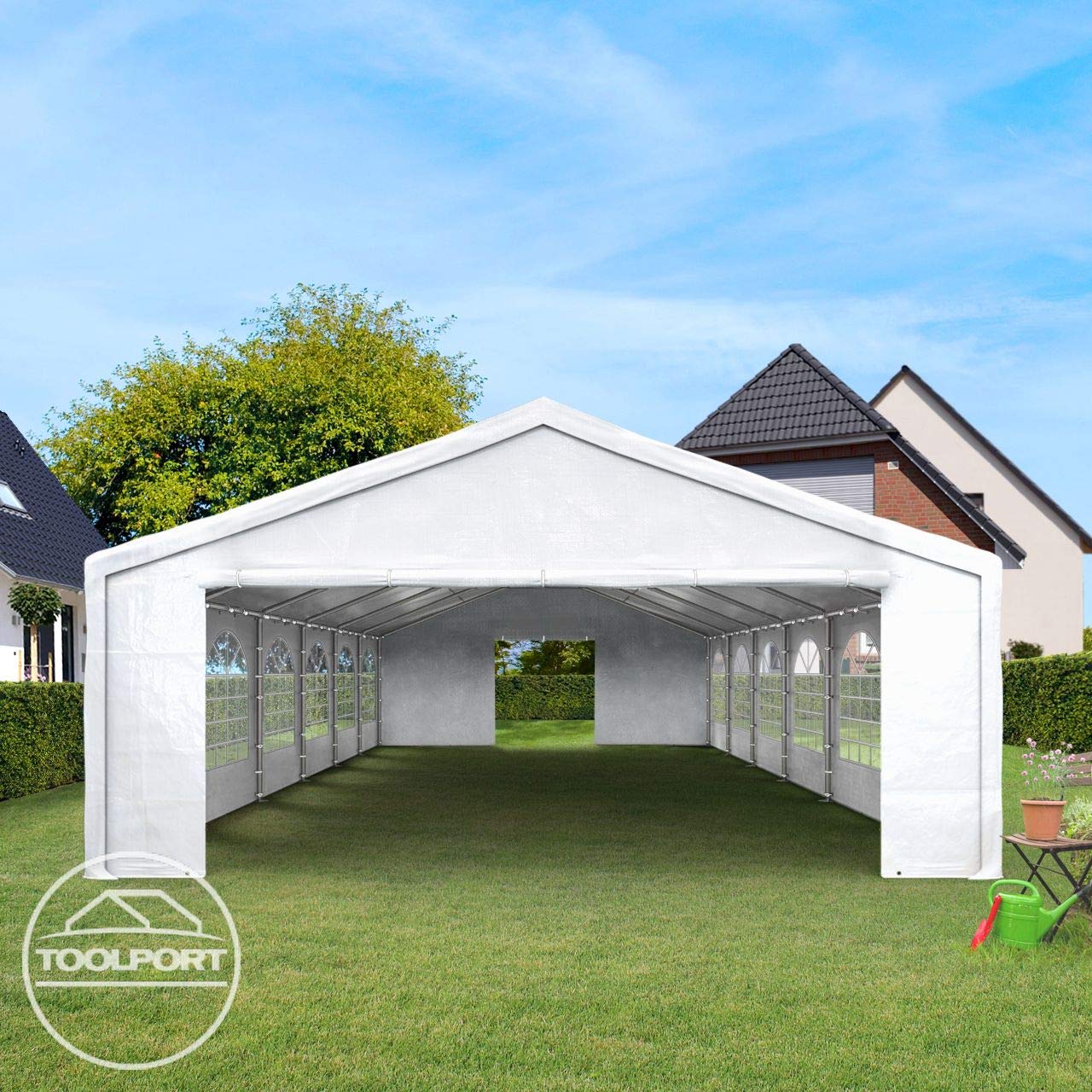 TOOLPORT Carpa de Fiesta 4x6 m Carpa para Fiestas Carpa de Lona PE 450 N Carpa de jardín Carpa para Fiestas Blanca Impermeable