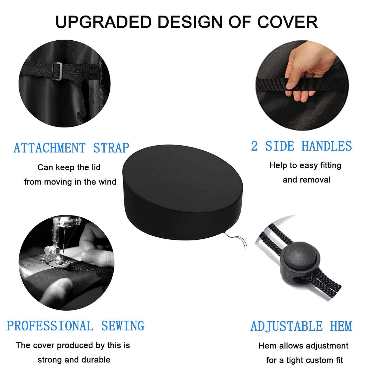 KEKAFU Funda Cama Exterior, 420D Funda Sofa Cama Exterior Impermeable, Funda Cama Jardin Redonda con Hebilla a Prueba de Viento, Resistente UV - Negro (190 * 90-50cm)