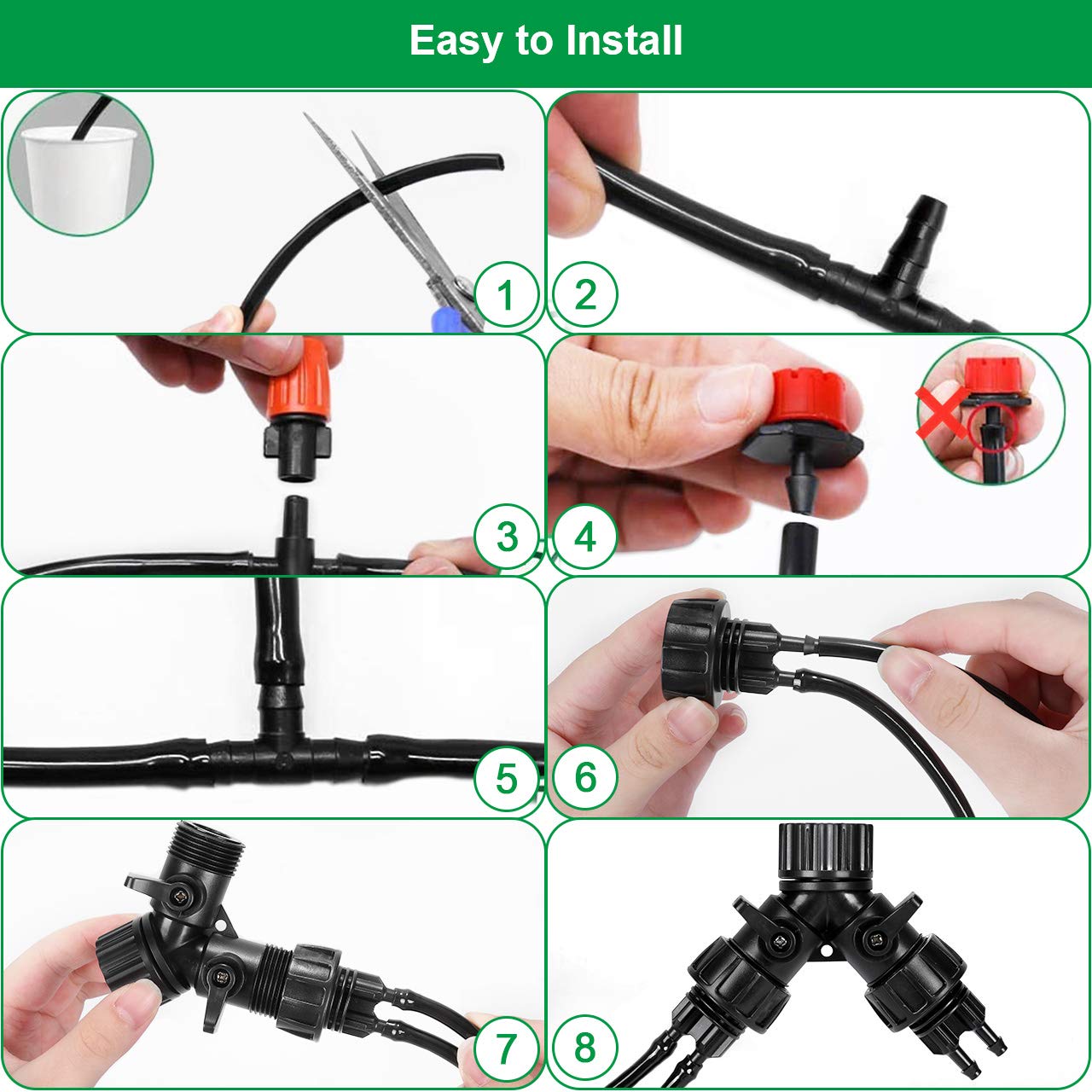 Aiglam Sistema de riego Jardín, Kit de riego por Goteo Micro Riego automático Rociadores por Goteo Riego de jardín para el Paisaje, Lecho de Flores, Plantas de terraza