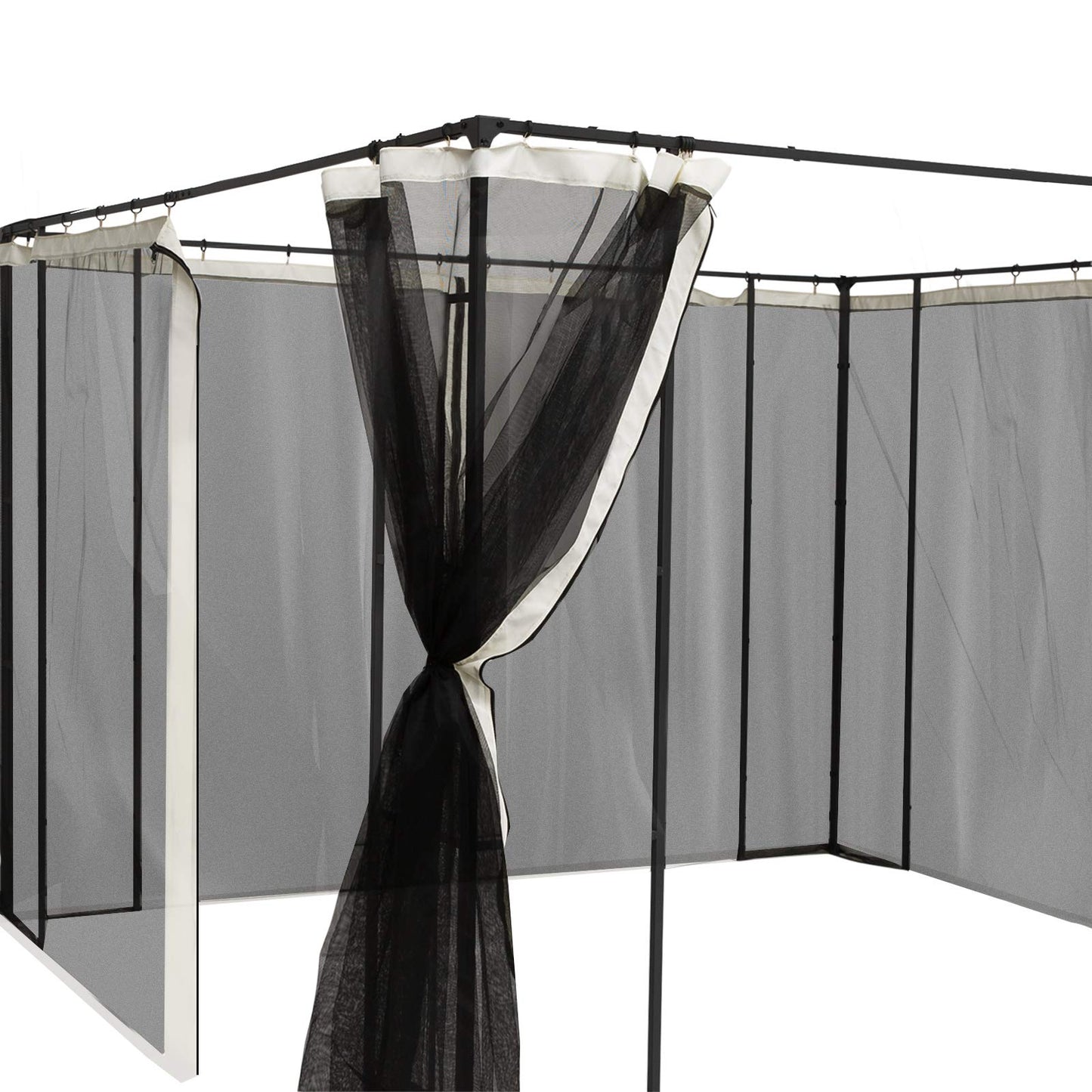 Outsunny 4 Paneles Laterales 3,5x2 m para Carpa de Jardín Tela Mosquitera para Cenador Gazebo con Cremalleras y Anillas Negro