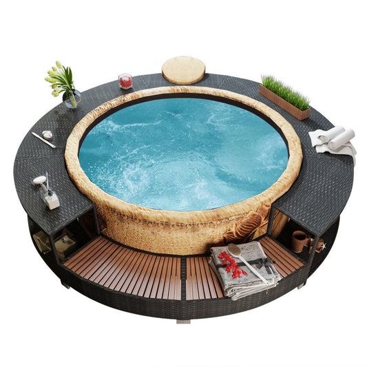 Festnight Artículo Ronda para Piscina para Jacuzzi Ratán Negro