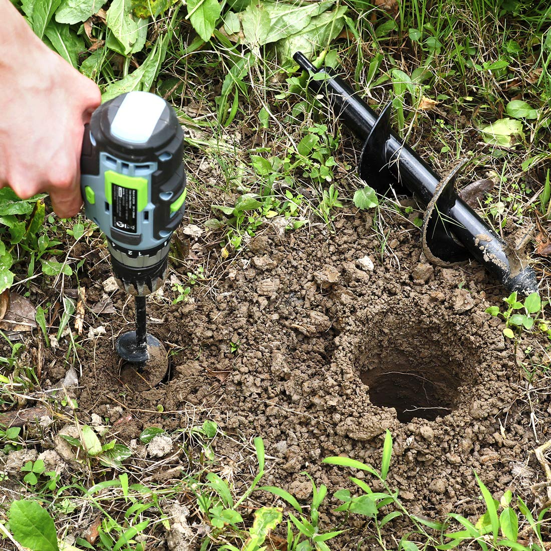 WORKPRO 2-Piezas Broca Espiral de Jardín, Excavadora de Taladro de Jardín, Broca de Taladro Espiral, Broca de Barrena, Excavadora de Suelo(8 x 30 cm & 4 x 22 cm)
