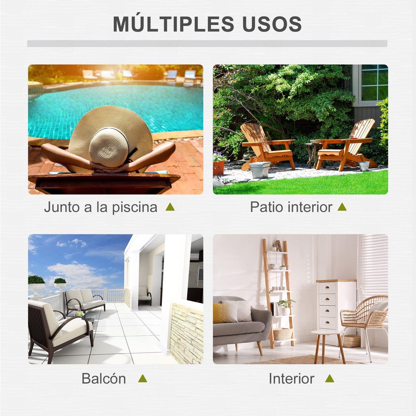 Outsunny Set de 2 Tumbonas de Ratán Chaise Longue con Cojines Acolchados Cubierta Impermeable Silla para Exterior Jardín Patio Terraza