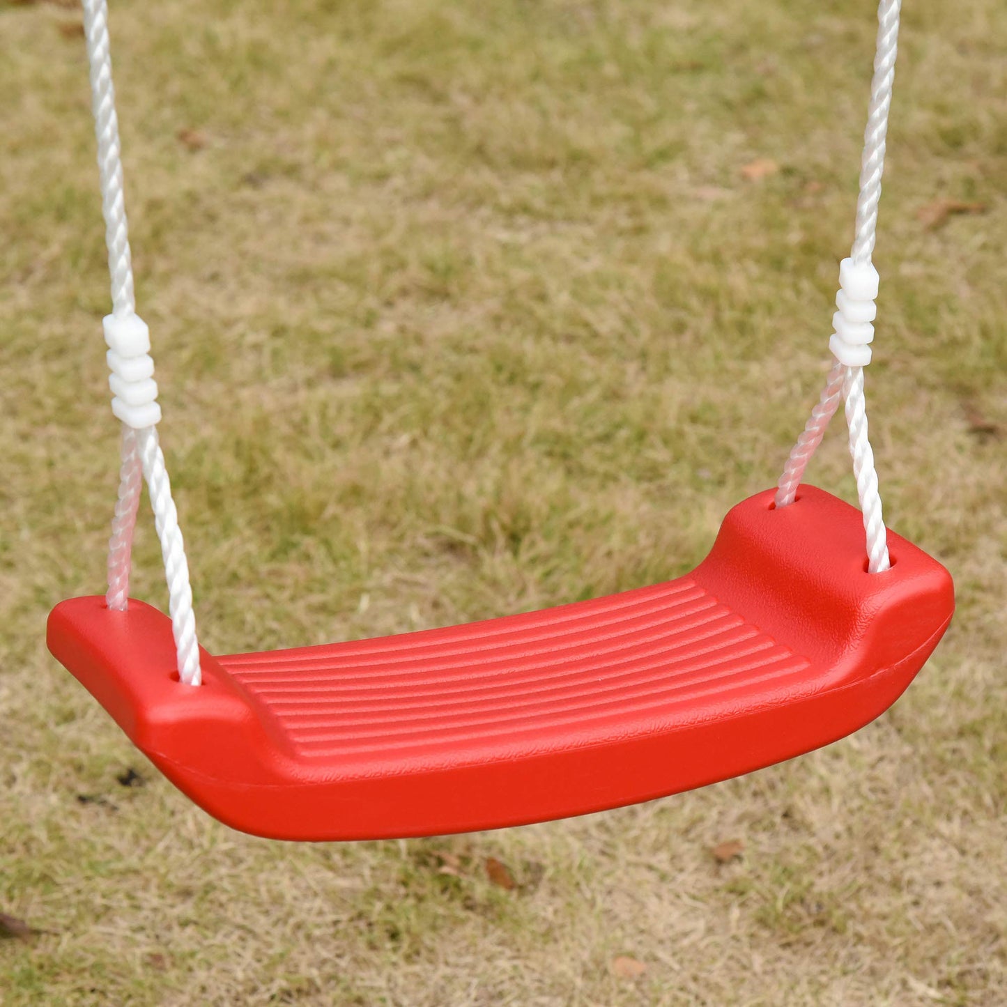 Outsunny Columpio Doble para Niños +3 Años con Soporte de Metal Juego de Columpio Infantil Cuerda Ajustable Exteriores Carga Máx. 40kg 239x156x180 cm Verde Rojo