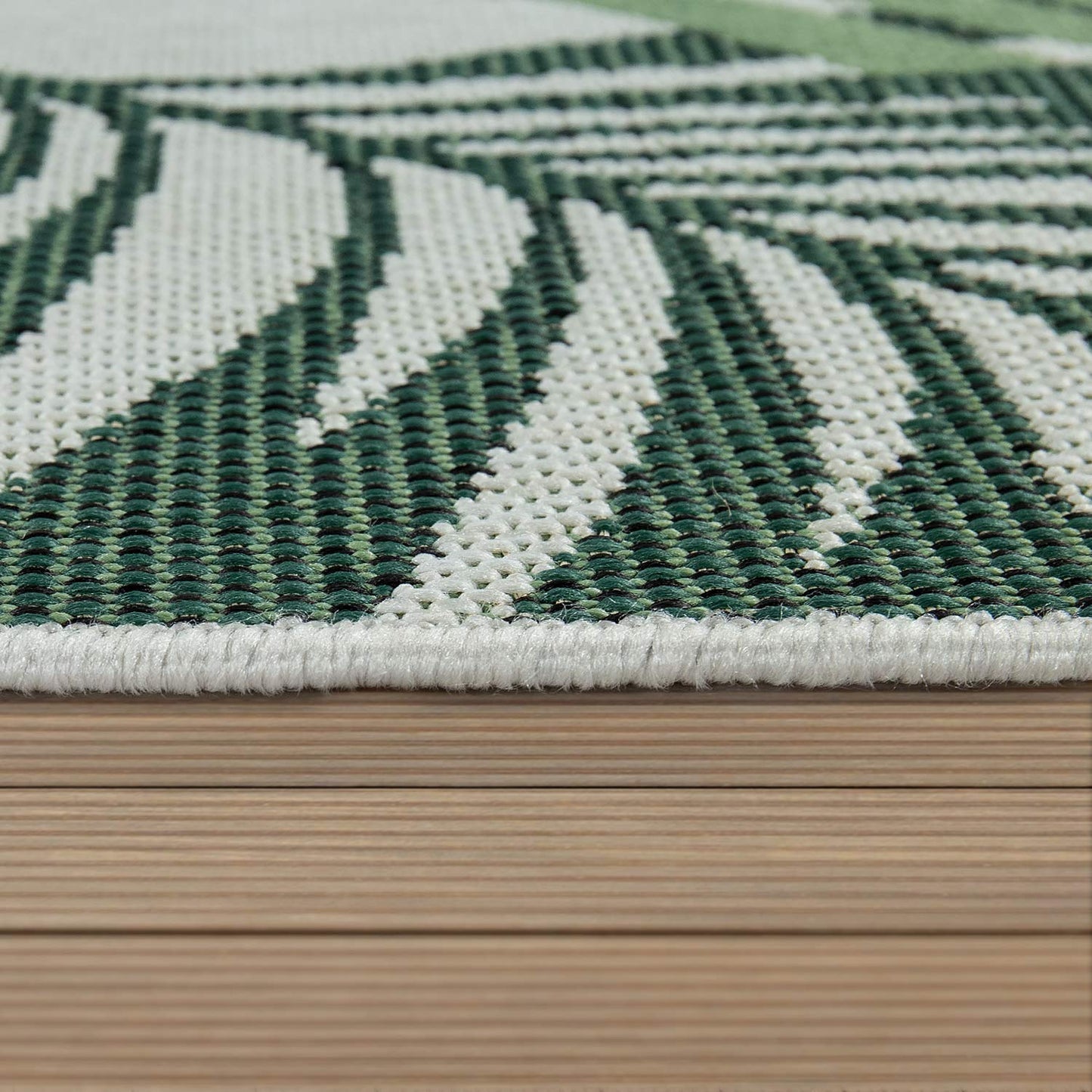 Paco Home Alfombra Salon De Habitacion Cocina Exterior Terraza Jardin Hojas De Palmera Jungla Floral Motivo Boho Chic Verde, tamaño:60x110 cm, Color:Verde