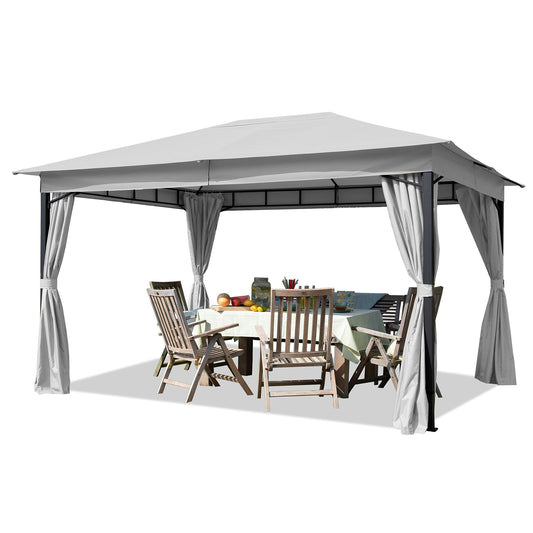 TOOLPORT Cenador de jardín 3x4 m Aprox. 180g/m² Lona de Techo pabellón Impermeable 4 Lados Carpa de Fiesta Gris