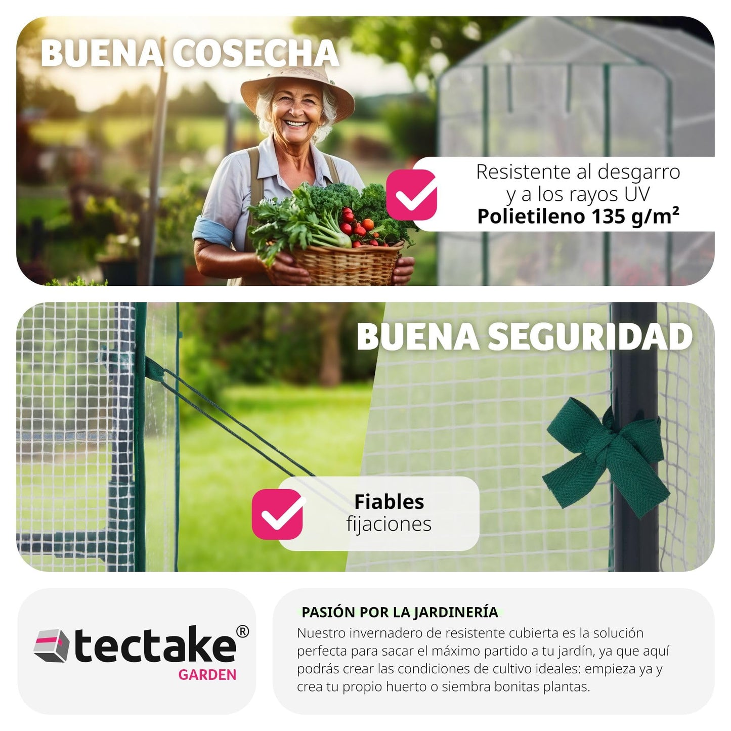 tectake® Invernadero Exterior con 4 Baldas Metálicas de Rejilla, Cubierta de PE contra UVA, Invernadero Terraza 186x120x190cm, Caseta Jardin Exterior con Cuerdas Tensoras y Piquetas, Fácil Montaje