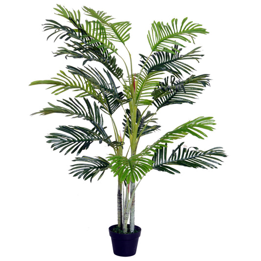 Outsunny Planta Artificial Palmera 150 cm Árbol Artificial con Maceta y Musgo para Decoración Interior Salón Oficina Balcón Ø18x150 cm Verde