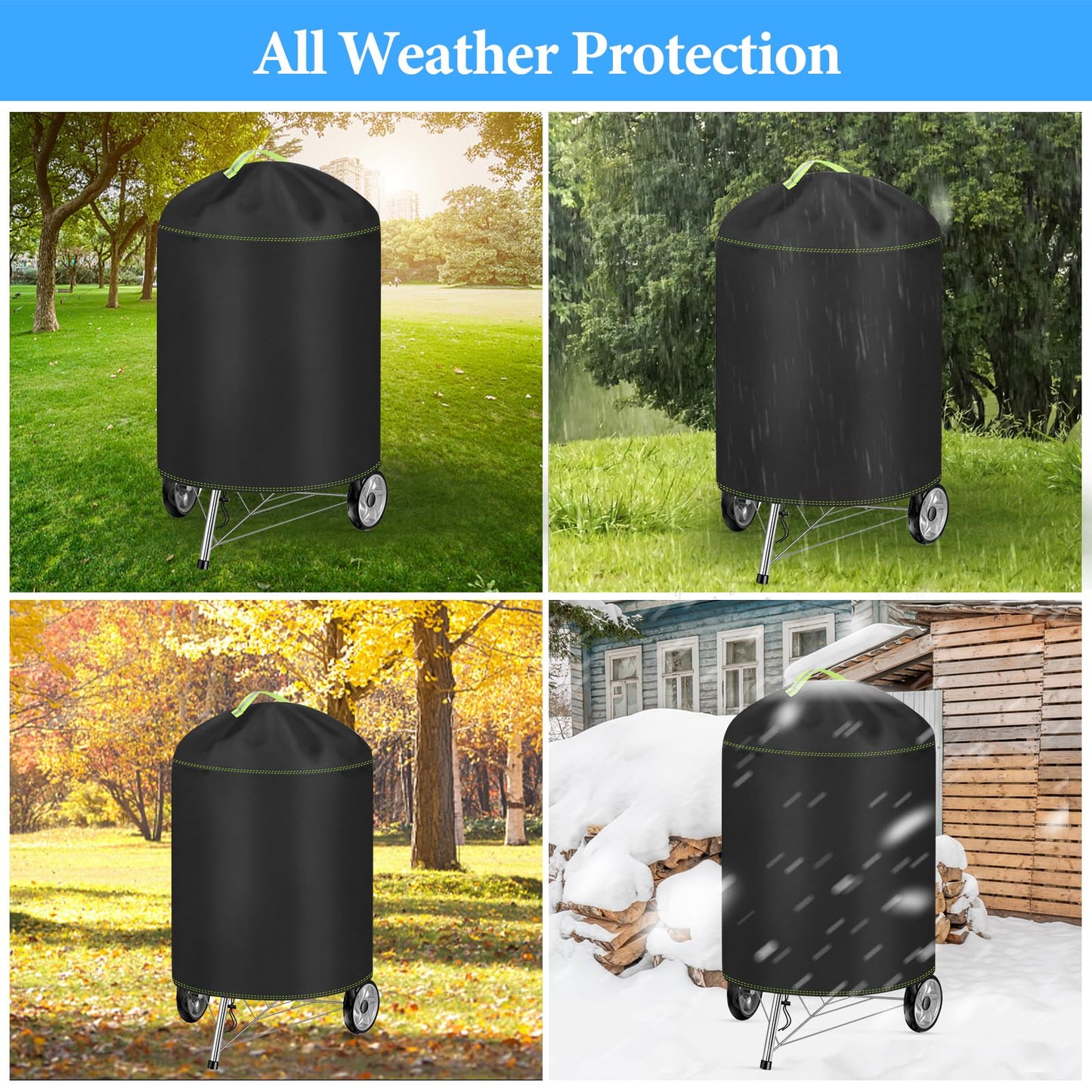 Funda para Barbacoa Impermeable, VDISRR 420D Oxford Resistente al Desgarro Funda Protectora para BBQ Ø77x90cm, Cubierta de Exterior Anti-Viento/Anti-Polvo/Anti-Humedad/Anti UV