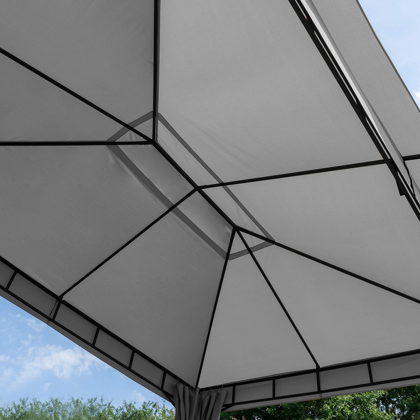 TOOLPORT Cenador de jardín 3x4 m Aprox. 180g/m² Lona de Techo pabellón Impermeable 4 Lados Carpa de Fiesta Gris