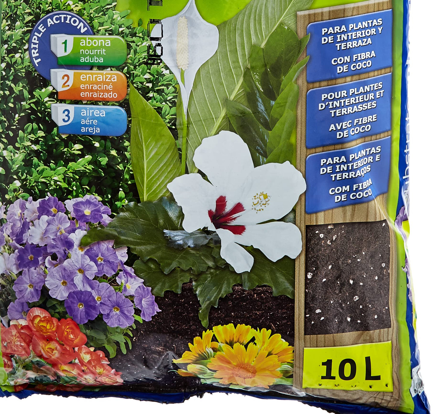 KETER - Maceta Mediana de Base Redonda, 18 litros, Color marrón Chocolate + Flower Universal Premium Substrato, 10L, Marrón, 29x6x46 cm