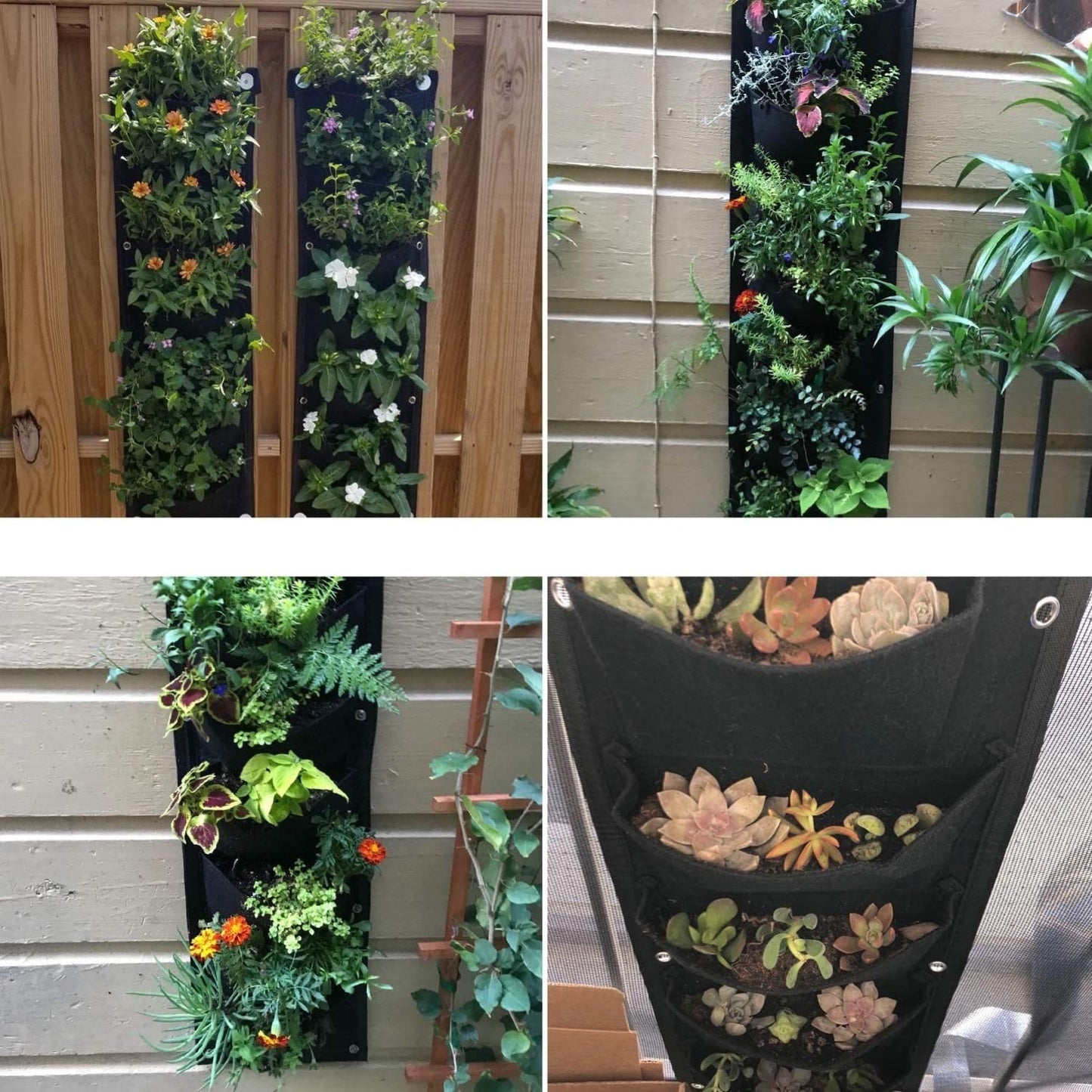 KAHEIGN 7 Bolsillos Colgante Bolsas De Cultivo De Plantas, Colgante Vertical Jardinera De Pared De Jardín Bolsa De Maceta para La Decoración del Hogar del Jardín del Patio (Negro)
