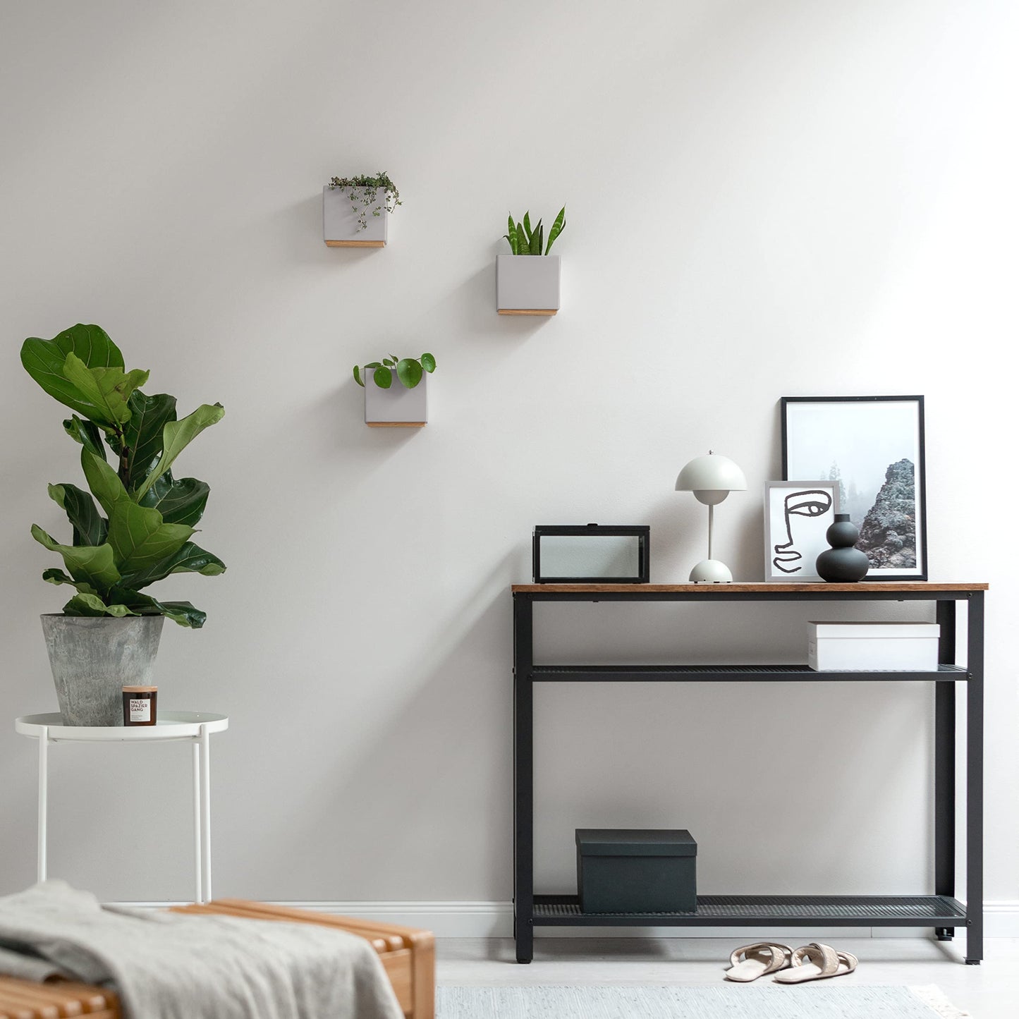 Kazai. Jardineras de Pared -Alma- | 3 Macetas Colgantes Modernas de Resina | Set de Porta Plantas para Plantas de Interior, Plantas Artificiales y más | Gris