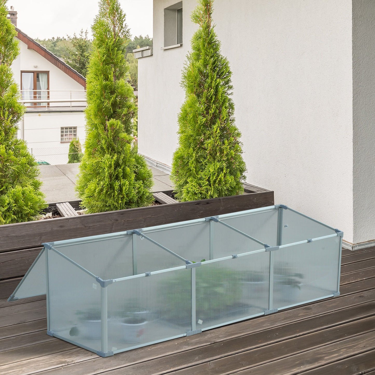 Outsunny Invernadero de Jardín 180x51x51 cm Aluminio Policarbonato Transparente Vivero Casero para Plantas Cultivos Protección UV y Resistente