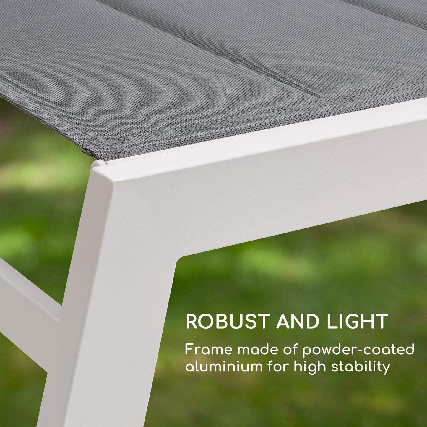 blumfeldt Renazzo Lounge Hamaca - Tumbona, para Exteriores, Superficie de 65 x 93 x 165 cm, Respaldo Regulable en 6 Alturas, Superficie Acolchada e hidrófuga, ComfortMesh, Blanco