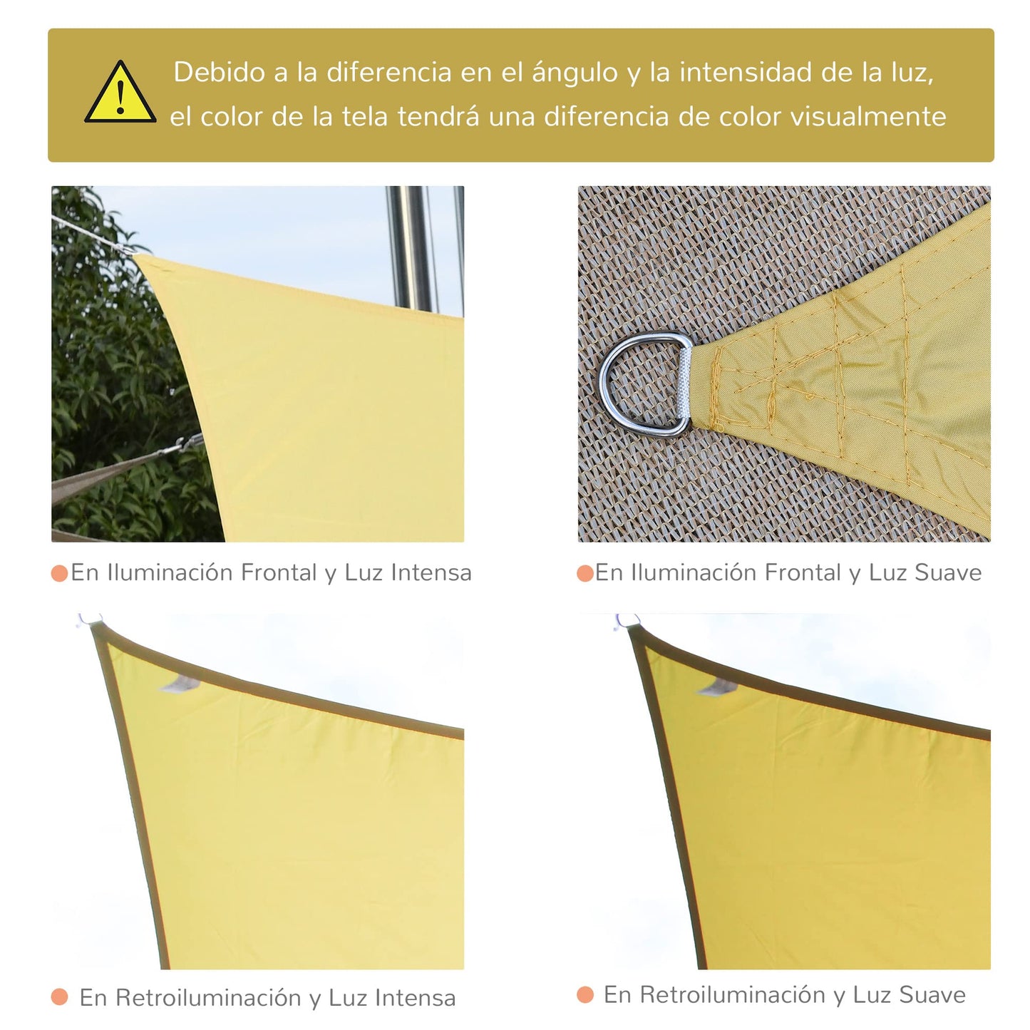 Outsunny Toldo Vela Rectángulo 3x4m Vela de Sombra para Terraza Jardín Camping Resistente al Agua Protección UV Poliéster Color Arena