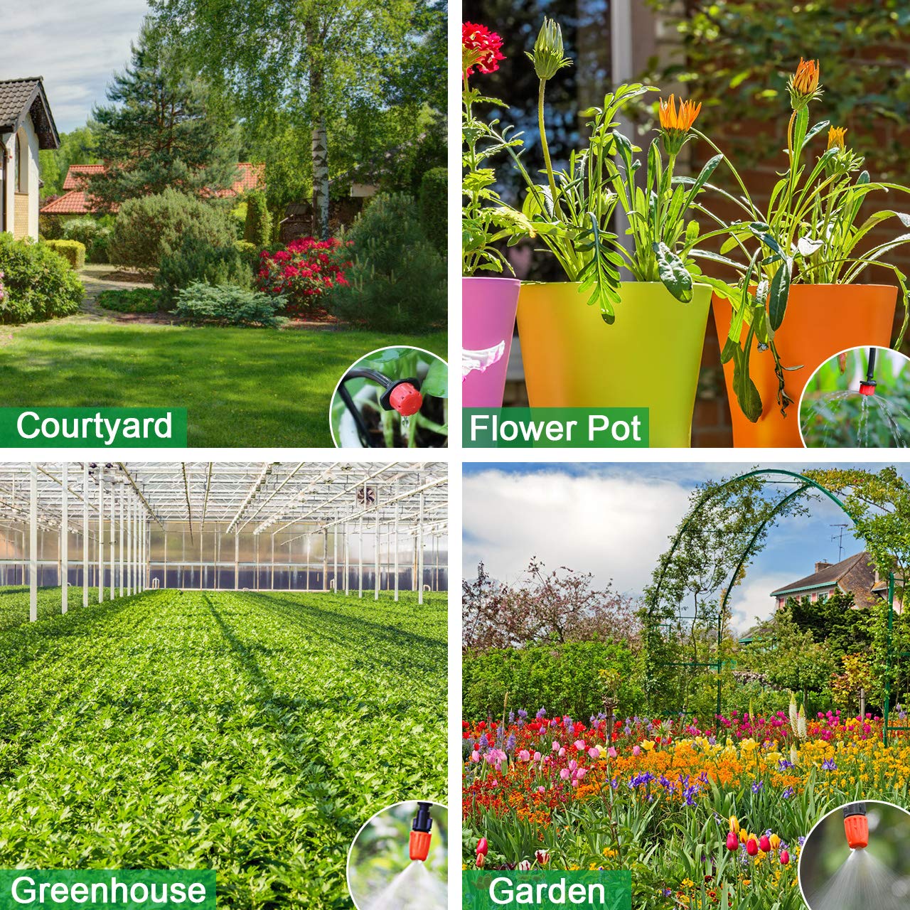 Aiglam Sistema de riego Jardín, Kit de riego por Goteo Micro Riego automático Rociadores por Goteo Riego de jardín para el Paisaje, Lecho de Flores, Plantas de terraza