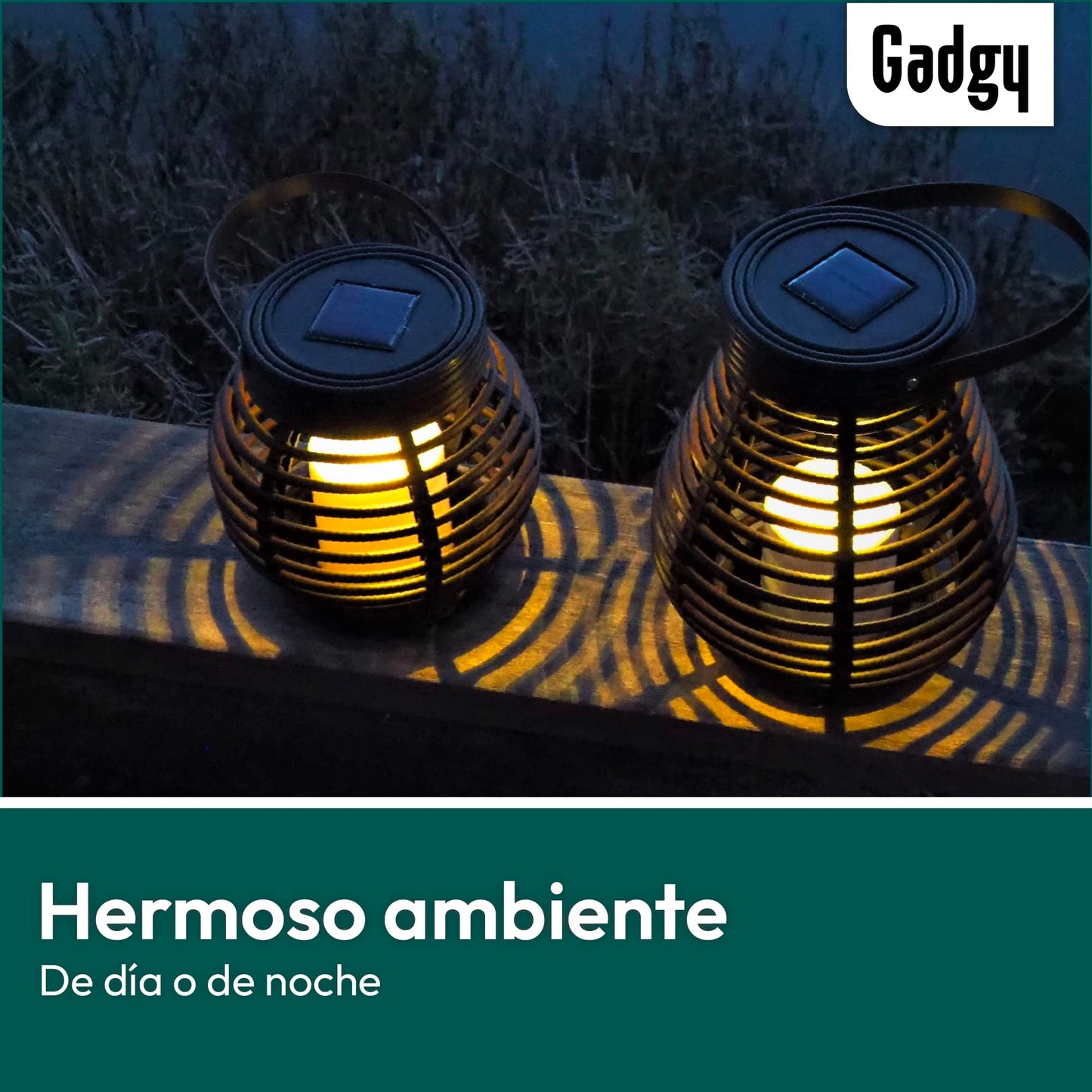 Gadgy Farolillos decorativos - 2 Piezas Forme Redondos y Lágrima para Exterior - Plástico Marmóreo Marrón - LED luz solar Jardín Patio