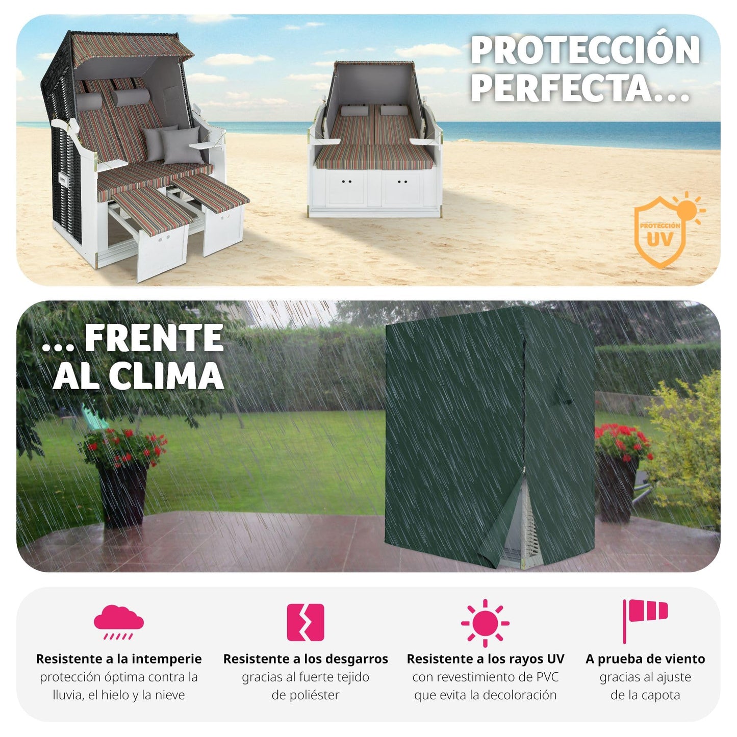 tectake® Sillón Playa Ajustable, Tumbona Jardín XXL, Sofá Exterior con Funda Protectora, Cojines, Hamaca Terraza, Sofa Jardin, Conjunto Muebles Jardín, Sofá Terraza Exterior - Negro / Gris / Marrón
