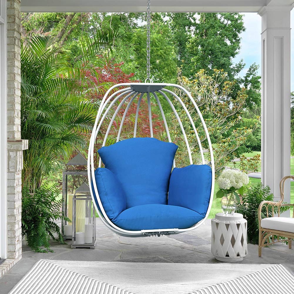 ATR Art To Real - Silla Colgante sin Soporte, Silla Hamaca de Huevo oscilante para Interiores y Exteriores, Silla Grande de un Solo Asiento con cojín Resistente a la Intemperie para Patio, jardín,