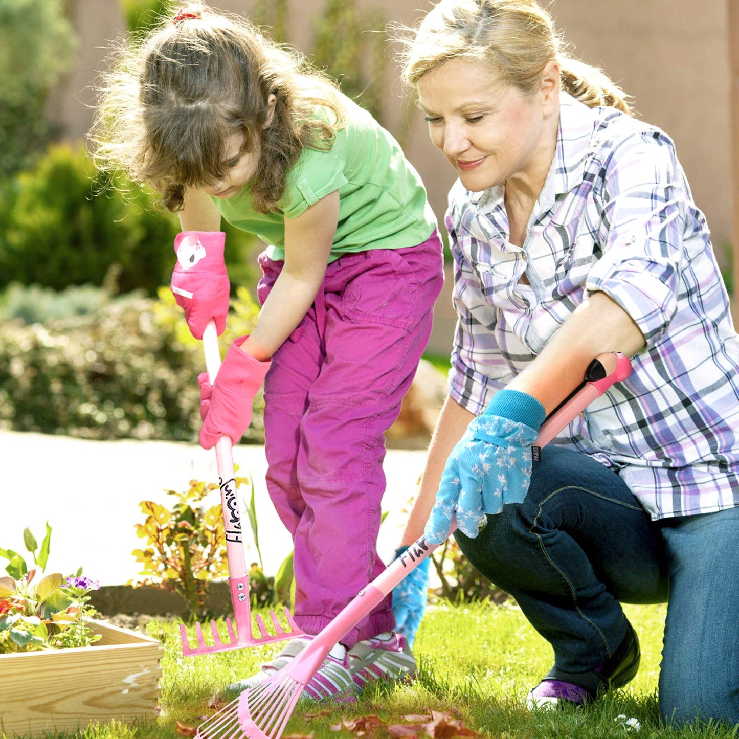Hortem Las herramientas de jardinería para niños incluyen herramientas largas de metal con cabeza 3D de flamenco, pala, guante de jardín para niños, regalos de jardinería de Halloween para niños