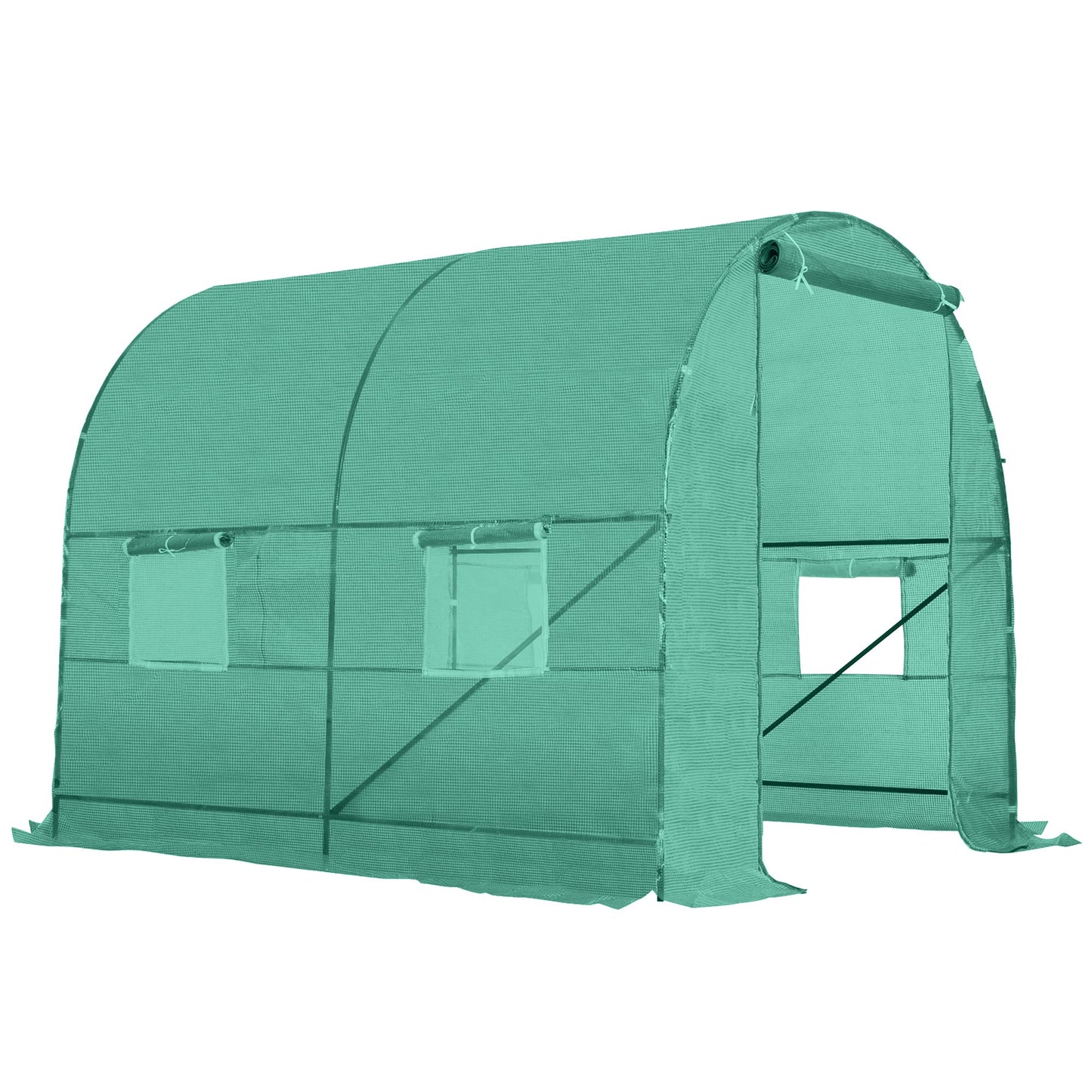 Outsunny Invernadero de Exterior 2,5x2x2 m Invernadero de Túnel con Cubierta de PE 140 g/m² para Cultivo Plantas Verduras Frutas en Jardín Terraza Verde