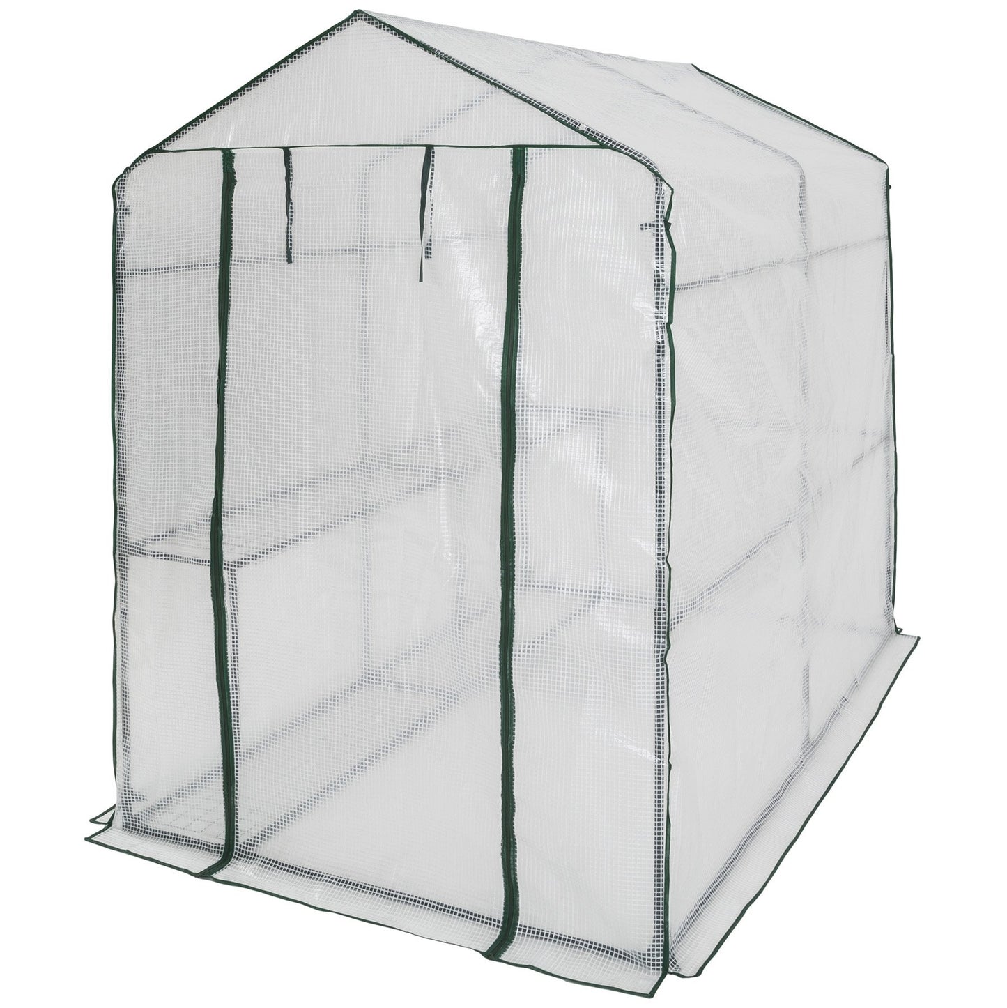 tectake® Invernadero Exterior con 4 Baldas Metálicas de Rejilla, Cubierta de PE contra UVA, Invernadero Terraza 186x120x190cm, Caseta Jardin Exterior con Cuerdas Tensoras y Piquetas, Fácil Montaje