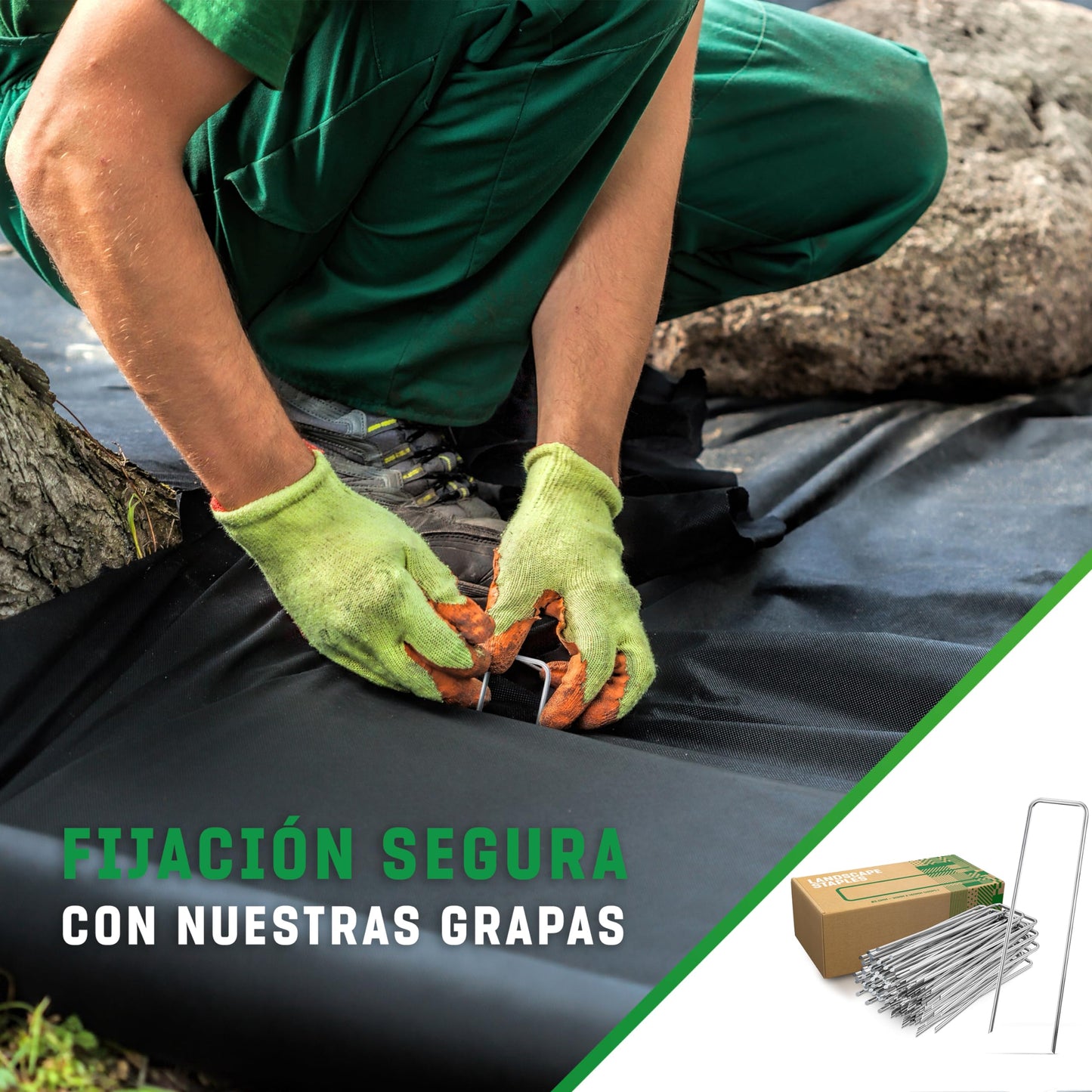 GardenGloss 50m² Tela Antihierba contra Las Malas Hierbas – Mallas Antihierba Resistente al Desgaste 50g/m² – Alta estabilización UV (50m x 1m, 1 Rollo)