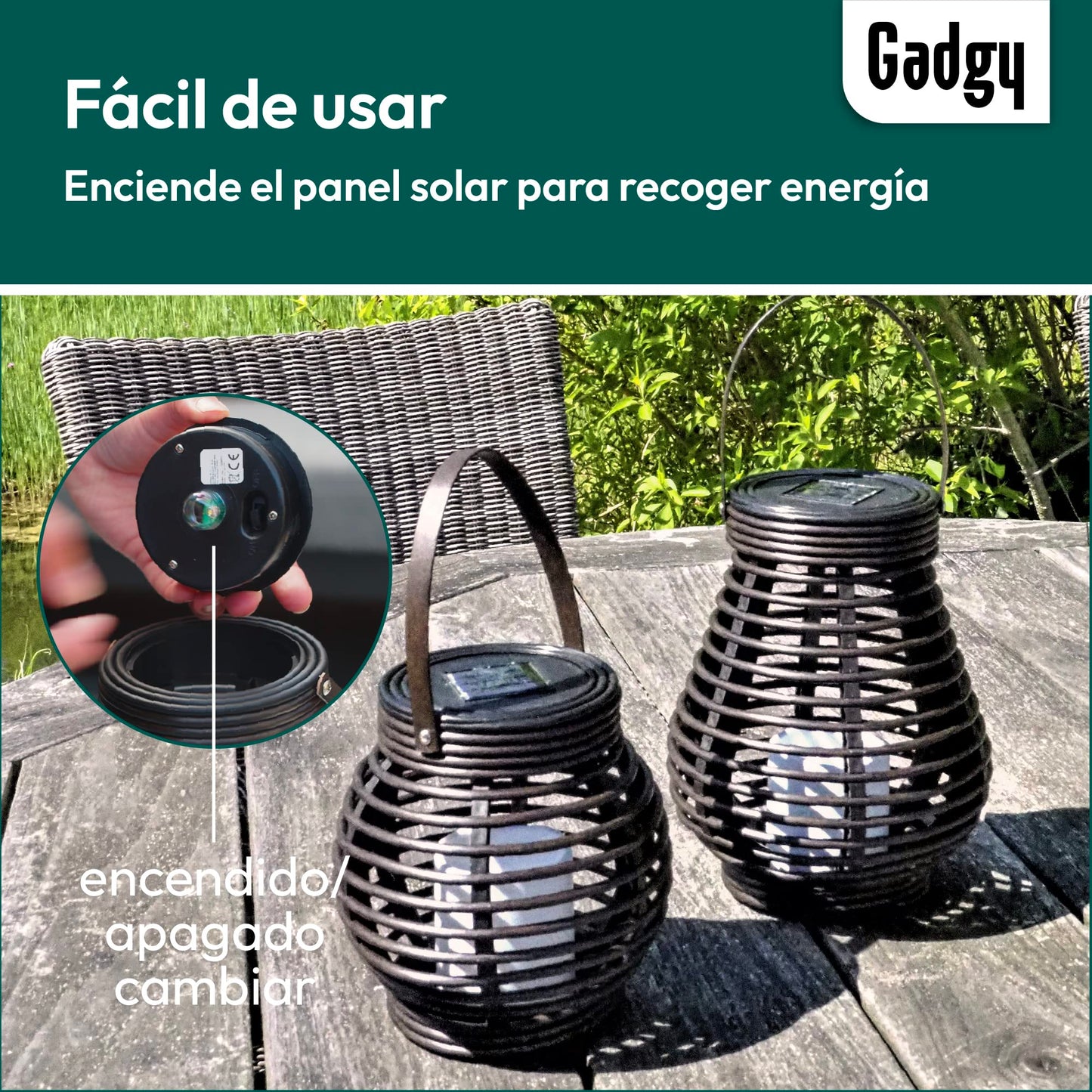 Gadgy Farolillos decorativos - 2 Piezas Forme Redondos y Lágrima para Exterior - Plástico Marmóreo Marrón - LED luz solar Jardín Patio